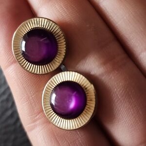 VTG SWANK Purple and Gold Cufflinks